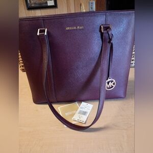 Michael Kors Burgundy Tote Bag